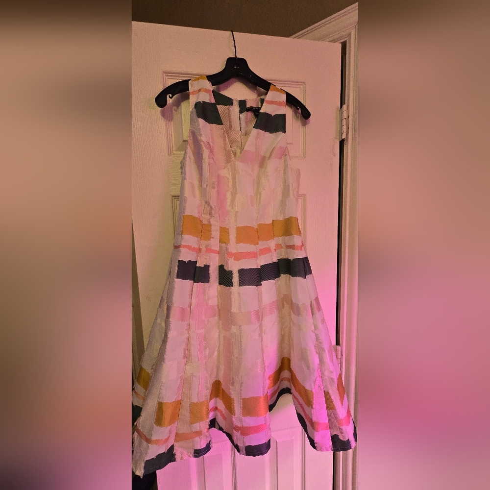 Pink green white dress